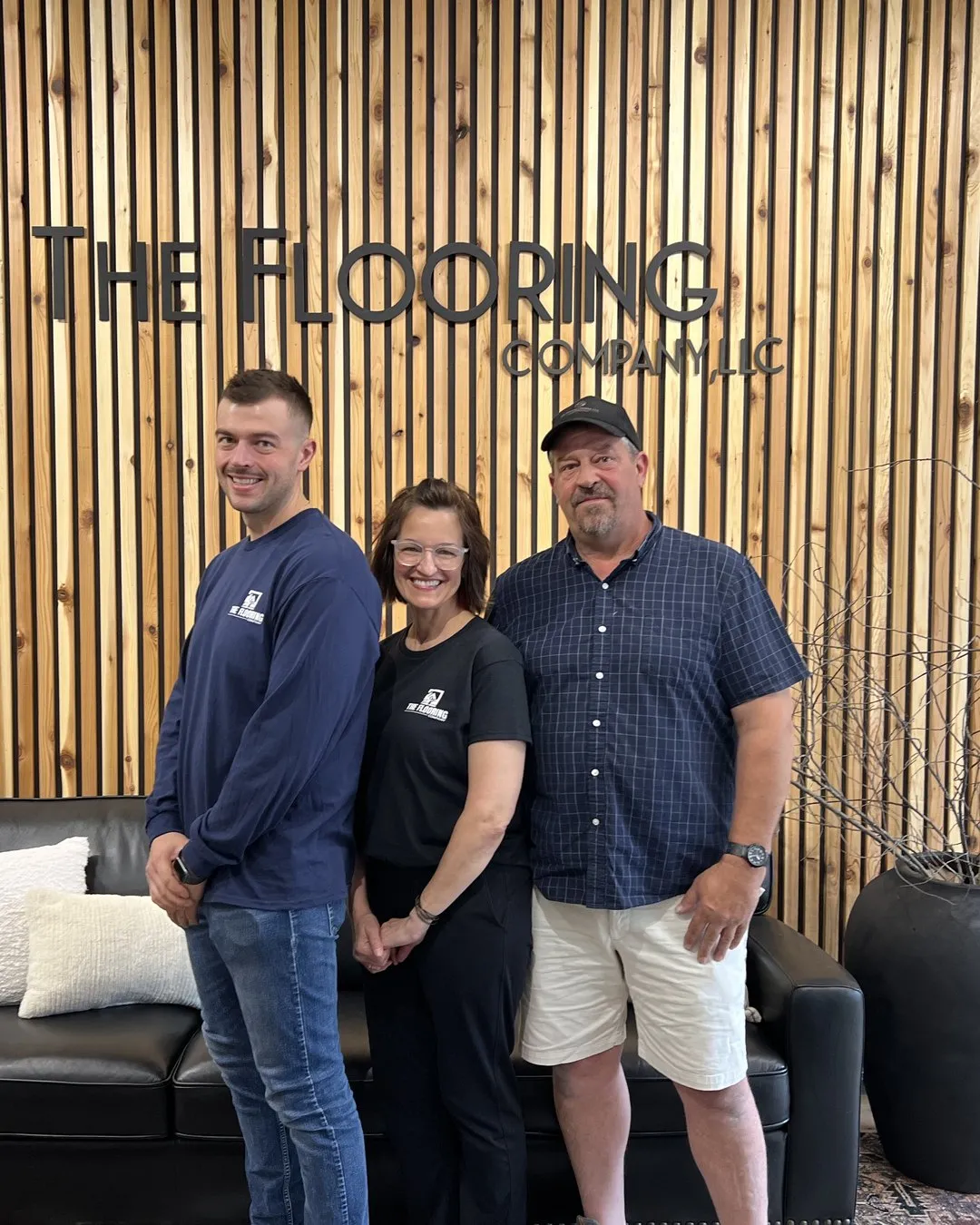 Drew, Annette, and Bob of The Flooring Company in their downtown Oconomowoc showroom